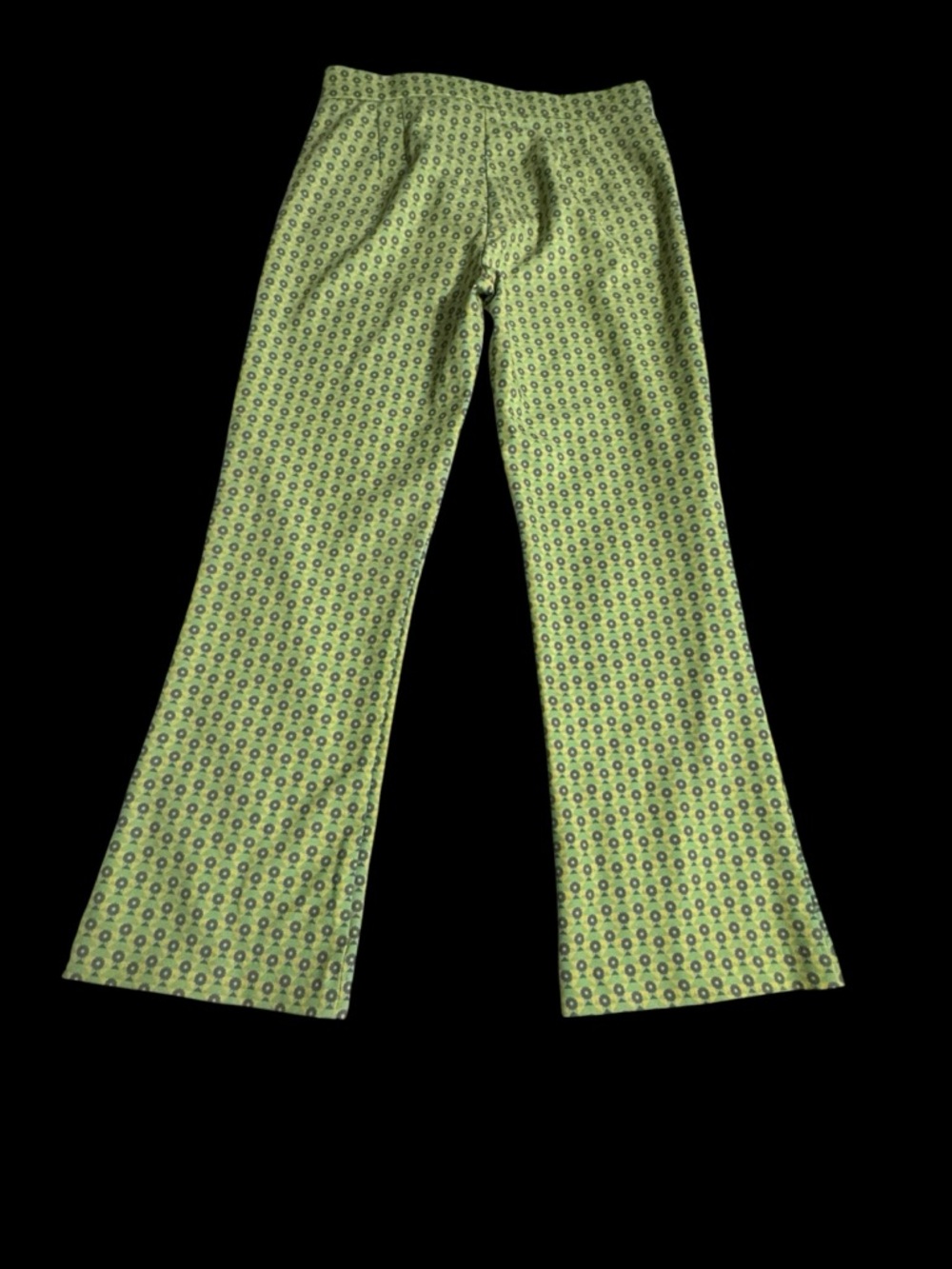 Women's Green Patterned Stretch Bootcut Pants
